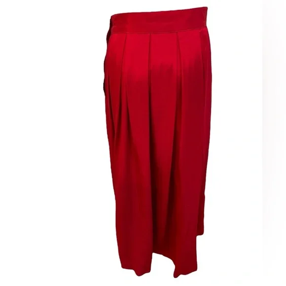 NWT 70s RED TOP BOX PLEAT MINIMALIST MIDI SKIRT 2 POCKETS MADE IN ITALY RAFAELLA - Picture 6 of 7